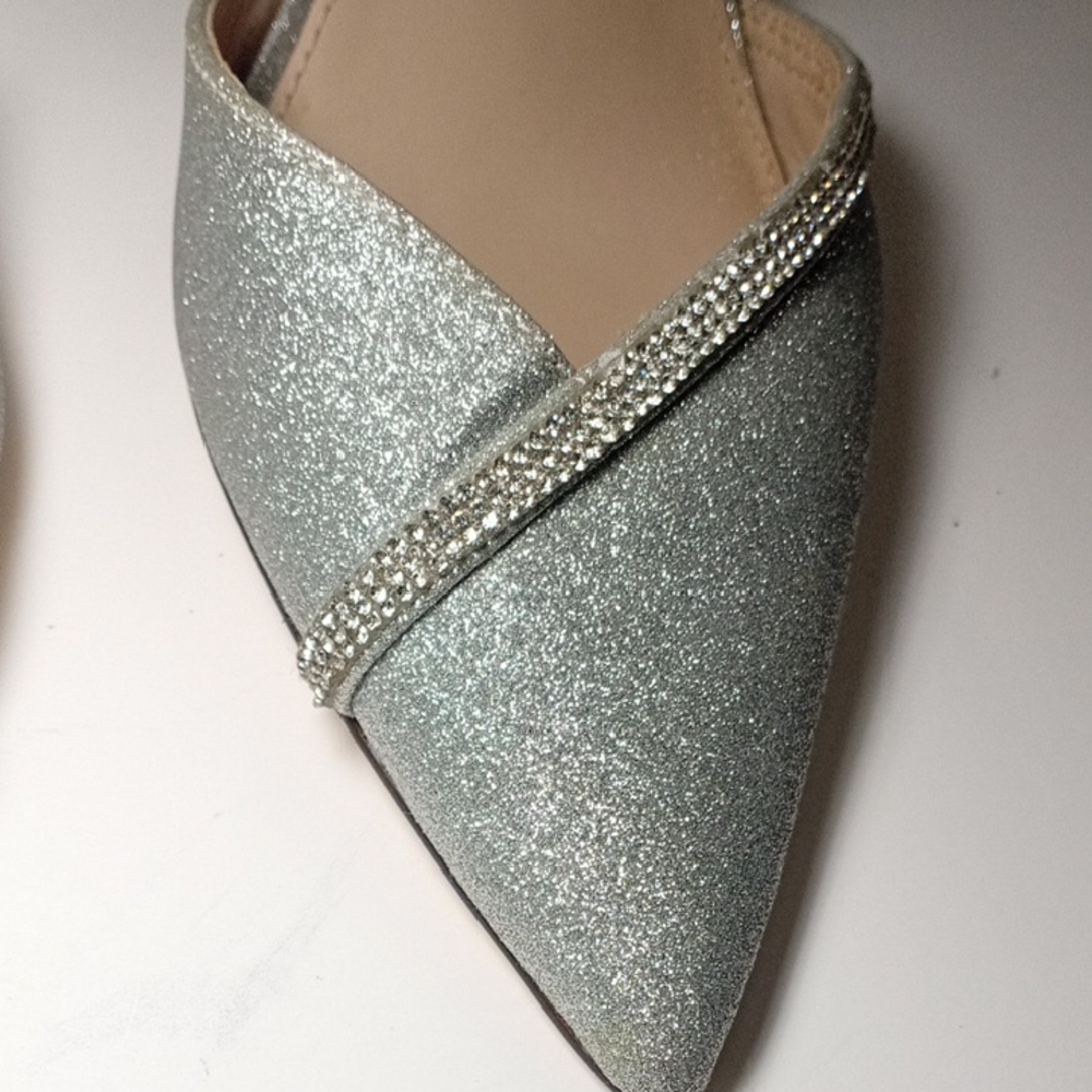 Nina Beckie-YG Shimmering Silver Refine Pointed Heels Size 10M - Picture 6 of 17